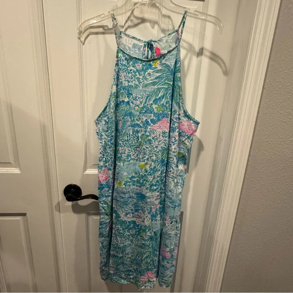 Lilly Pulitzer XL Margot Sunshine City Gustavia Green Swing‎ Mini Dress NWOT - Picture 2 of 9